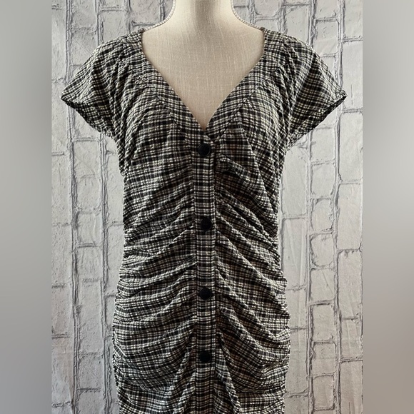 Ganni Size:40 Mini Dress Plaid Stretch Lightweight Multi Color - Picture 3 of 10